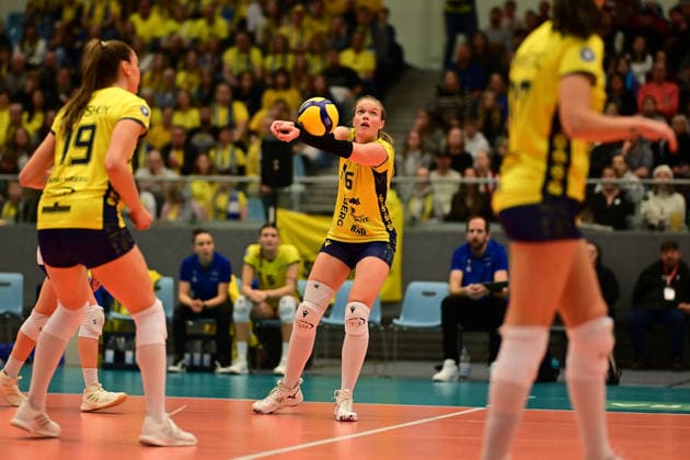 Volleyball I Frauen I Saison 2025-2026 I Bundesliga I 12. Spieltag I ETV Hamburger Volksbank Volleys - SSC Palmberg Schwerin I 17.01.2026 Iris Vos (6, SSC Palmberg Schwerin) Hamburg CU-Arena Hamburg Deutschland Copyright: xLobeca FelixxSchlikisx