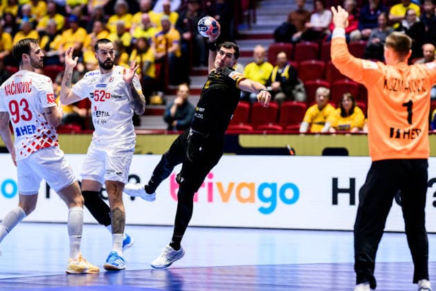 260117 Erekle Arsenashvili of Georgia during the EHF European Handball Championship handball match between Croatia and Georgia on January 17, 2026 in Malmö. Photo: Mathilda Schuler BILDBYRAN kod MA MA0920 handball handboll handball handbolls-em 2026 croatia georgien ehf european handball championship georgia bbeng grappa33 Copyright: MATHILDAxSCHULER BB260117MA043