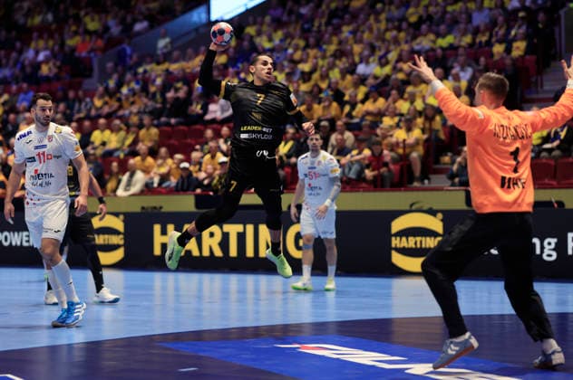 MALMÖ, SVERIGE 20260117 Georgia s Khazein Rustamov in action during the 2026 EHF European Men s Handball Championship (the EHF Euro 2026) match between Croatia and Georgia, at Malmo Arena in Malmo, Sweden, on January 17, 2026. MALMÖ SVERIGE x10600x