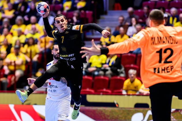 260117 Khazein Rustamov of Georgia during the EHF European Handball Championship handball match between Croatia and Georgia on January 17, 2026 in Malmö. Photo: Mathilda Schuler BILDBYRAN kod MA MA0920 handball handboll handball handbolls-em 2026 croatia georgien ehf european handball championship georgia bbeng grappa33 Copyright: MATHILDAxSCHULER BB260117MA074