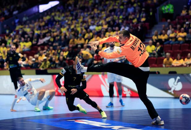 MALMÖ, SVERIGE 20260117 Croatia s goal keeper Matej Mandic in action during the 2026 EHF European Men s Handball Championship (the EHF Euro 2026) match between Croatia and Georgia, at Malmo Arena in Malmo, Sweden, on January 17, 2026. MALMÖ SVERIGE x10600x