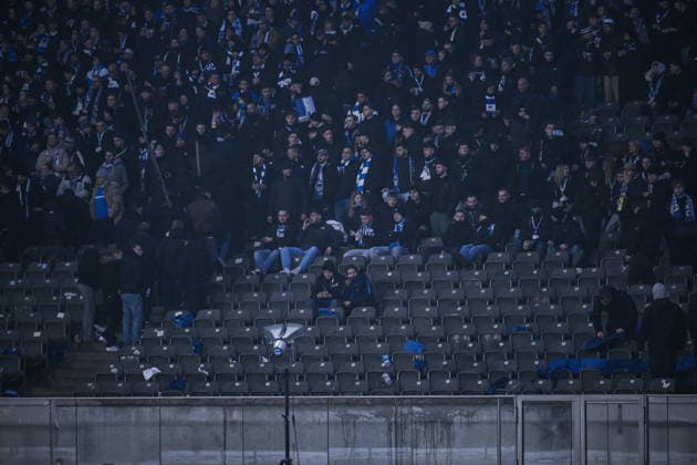 17.01.2026, Fussball, 2. Bundesliga, Saison 2025 2026, 18. Spieltag, Hertha BSC - FC Schalke 04, Hertha Fans stellen support ein, xRHR-FOTO YYx