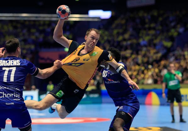 MALMÖ, SWEDEN 20260117 Sweden s Felix Claar during the group stage match of the European Handball Championship between Sweden and the Netherlands at Malmö Arena, Malmö, Sweden, January 17, 2026. MALMÖ SWEDEN x10600x