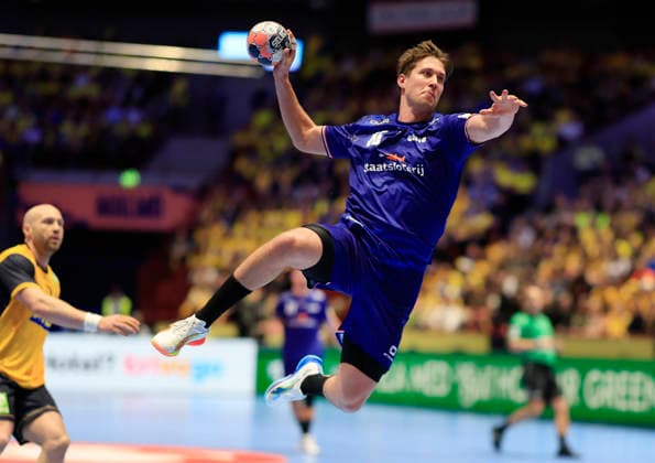 MALMÖ, SVERIGE 20260117 Nederländernas Lars Kooij under gruppspelsmatchen i handbolls-EM mellan Sverige och Nederländerna i Malmö Arena, Malmö, Sverige, 17 januari, 2026. MALMÖ SVERIGE x10600x