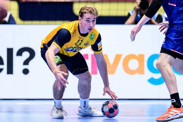 260117 Felix Montebovi of Sweden during the EHF European Handball Championship handball match between Sweden and the Netherlands on January 17, 2026 in Malmö. Photo: Mathilda Schuler BILDBYRAN kod MA MA0921 handball handboll handball handbolls-em 2026 sverige sweden nederländerna netherlands ehf european handball championship bbeng Copyright: MATHILDAxSCHULER BB260117MA249