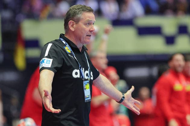 Serbien - Deutschland, EHF Handball EM 2026 Trainer Alfred Gislason (Deutschland). Handball EHF Europameisterschaft, Länderspiel zwischen Serbien und Deutschland am 17. Januar 2026 in Herning (Dänemark)., Herning Dänemark Jyske Bank Boxen