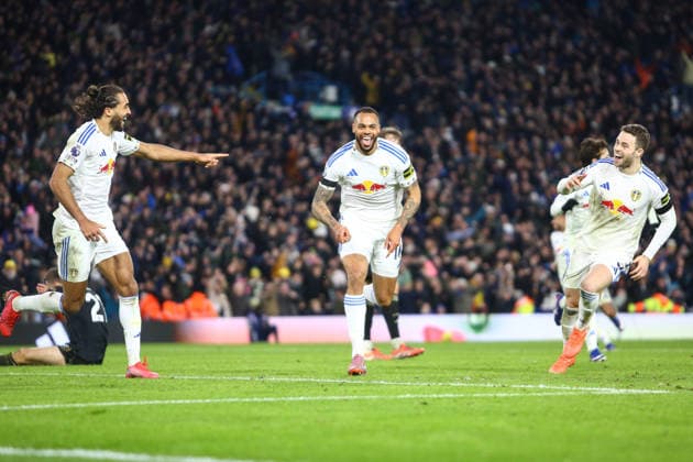 Leeds United v Fulham - Premier League Dominic Calvert-Lewin, Lukas Nmecha, and Gabriel Gudmundsson of Leeds United celebrate the winning goal during the Premier League match between Leeds United and Fulham at Elland Road in Leeds, United Kingdom, on January 17, 2026. Leeds West Yorkshire United Kingdom  Copyright: xMIxNewsx originalFilename:fletcher-leedsuni260117_nphqZ.jpg