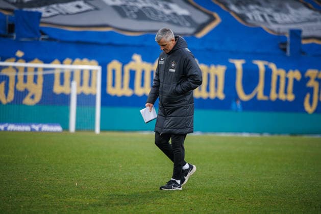 Trainer Jens Härtel (Aue) ; GER, FC Hansa Rostock vs. FC Erzgebirge Aue, Fußball, Männer, 3. Liga, 20.Spieltag, Spielzeit 2025 2026, 17.01.2026 Rostock Ostseestadion Mecklenburg - Vorpommern Deutschland