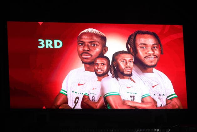 CASABLANCA, MOROCCO - JANUARY 17: Nigeria celebrate victory during the Africa Cup of Nations (AFCON) third place match between Egypt and Nigeria at Stade Complexe Mohamed v on January 17th in Casablanca, Morocco. Photo by Segun Ogunfeyitimi Copyright: xVincentxKAMTOx