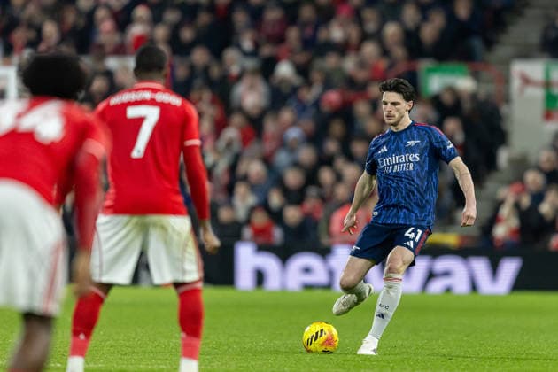 Nottingham Forest v Arsenal, Premier League Arsenal midfielder Declan Rice (41) in action during the Premier League match between Nottingham Forest and Arsenal at the City Ground, Nottingham, UK on 17 January 2026. Nottingham City Ground Nottinghamshire UK Editorial use only DataCo restrictions apply See www.football-dataco.com , Copyright: xManjitxNarotrax PSI-23577-0111