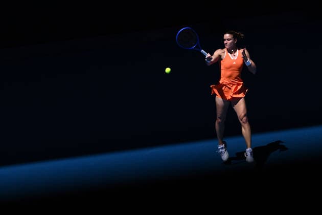TENNIS AUSTRALIAN OPEN, Maria Sakkari of Greece in action during the Women™s 1st round match against Leolia Jeanjean of France on day 1 of the 2026 Australian Open tennis tournament at Melbourne Park in Melbourne, Sunday, January 18, 2026. ( NO ARCHIVING MELBOURNE VICTORIA AUSTRALIA  Copyright: xJOELxCARRETTx 20260118173979047935
