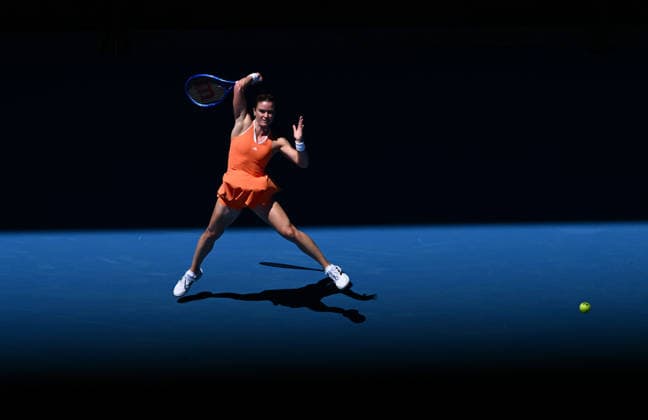 TENNIS AUSTRALIAN OPEN, Maria Sakkari of Greece in action during the Women™s 1st round match against Leolia Jeanjean of France on day 1 of the 2026 Australian Open tennis tournament at Melbourne Park in Melbourne, Sunday, January 18, 2026. ( NO ARCHIVING MELBOURNE VICTORIA AUSTRALIA  Copyright: xJOELxCARRETTx 20260118135935122755