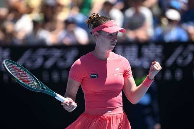 TENNIS AUSTRALIAN OPEN, Talia Gibson of Australia celebrates during her Women™s 1st round match against Anna Blinkova of Russia on day 1 of the 2026 Australian Open tennis tournament at Melbourne Park in Melbourne, Wednesday, January 14, 2026. ( NO ARCHIVING MELBOURNE VICTORIA AUSTRALIA  Copyright: xLUKASxCOCHx 20260118159010297828