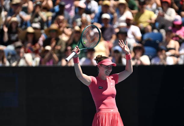 TENNIS AUSTRALIAN OPEN, Talia Gibson of Australia celebrates after winning the Women™s 1st round match against Anna Blinkova of Russia on day 1 of the 2026 Australian Open tennis tournament at Melbourne Park in Melbourne, Wednesday, January 14, 2026. ( NO ARCHIVING MELBOURNE VICTORIA AUSTRALIA  Copyright: xLUKASxCOCHx 20260118170144333503