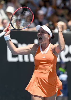TENNIS AUSTRALIAN OPEN, Elena-Gabriela Ruse of Romania celebrates winning the Women™s 1st round match against Dayana Yastremska of Ukraine on day 1 of the 2026 Australian Open tennis tournament at Melbourne Park in Melbourne, Wednesday, January 14, 2026. ( NO ARCHIVING MELBOURNE VICTORIA AUSTRALIA  Copyright: xLUKASxCOCHx 20260118138904216693
