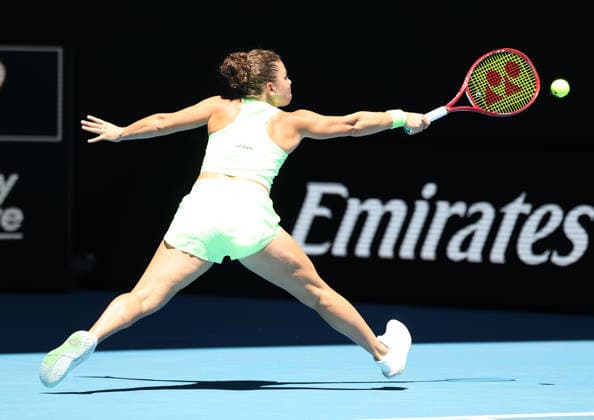 January 18, 2026, Melbourne, Victoria, Australia: JASMINE PAOLINI of Italy during the match against A. Sasnovich in the first round of Australian Open, Melbourne, Australia. Paollini won 6:1, 6:2 Melbourne Australia - ZUMAc278 20260118_zsp_c278_010 Copyright: xMarcinxCholewinskix