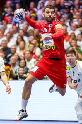 17.01.2026, Handball, Men s EHF EURO 2026, Deutschland - Serbien, Jyske Bank Boxen in Herning, Dänemark, Preliminary Round: Vanja Ilic (Serbien 21) Dänemark