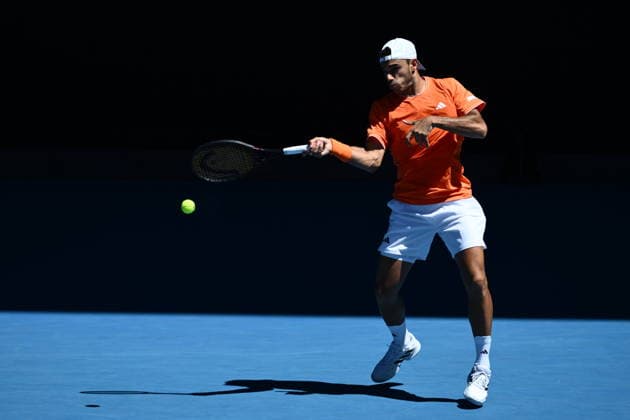 TENNIS AUSTRALIAN OPEN, Francisco Cerundolo of Argentina in action during the Men™s 1st round match against Zhizhen Zhang of China on day 1 of the 2026 Australian Open tennis tournament at Melbourne Park in Melbourne, Sunday, January 18, 2026. ( NO ARCHIVING MELBOURNE VICTORIA AUSTRALIA  Copyright: xJOELxCARRETTx 20260118176438101634