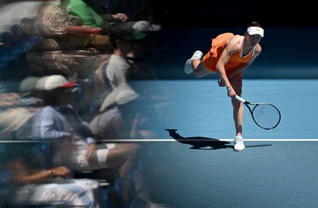 TENNIS AUSTRALIAN OPEN, Elena-Gabriela Ruse of Romania in action during the Women™s 1st round match against Dayana Yastremska of Ukraine on day 1 of the 2026 Australian Open tennis tournament at Melbourne Park in Melbourne, Wednesday, January 14, 2026. ( NO ARCHIVING MELBOURNE VICTORIA AUSTRALIA  Copyright: xLUKASxCOCHx 20260118192352867727