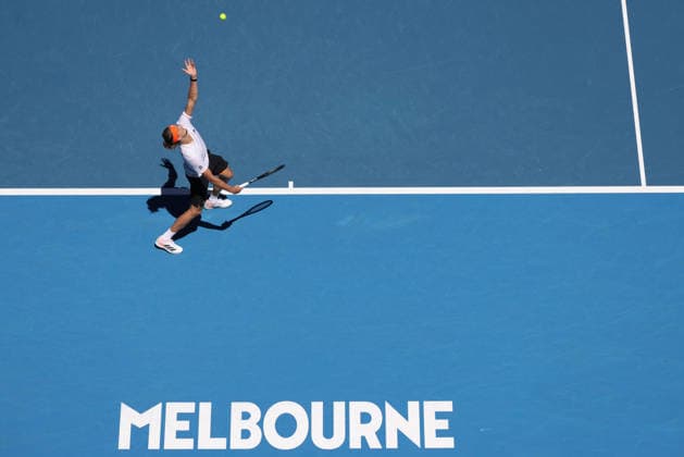Alexander Zverev, GER, during first round of 2026 Australian Open in Melbourne, 18 01 2026; -