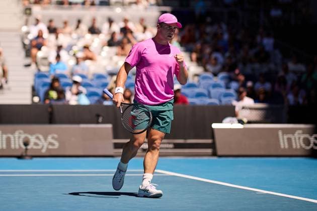 Arthur Fery of Great Britain celebrates during his first round match Australian Open tennis tournament, Day One, Melbourne Park, Australia - 18 Jan 2026Melbourne Melbourne Park Victoria (VIC) Australia  Copyright: xRachelxBach Shutterstockx 16302999x