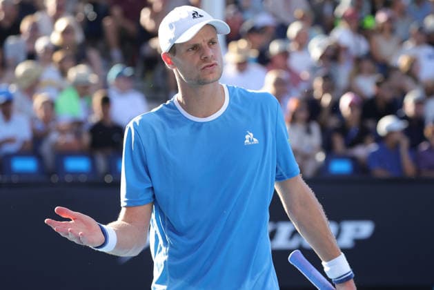 Yannick Hanfmann, GER, during first round of 2026 Australian Open in Melbourne, 18 01 2026; -