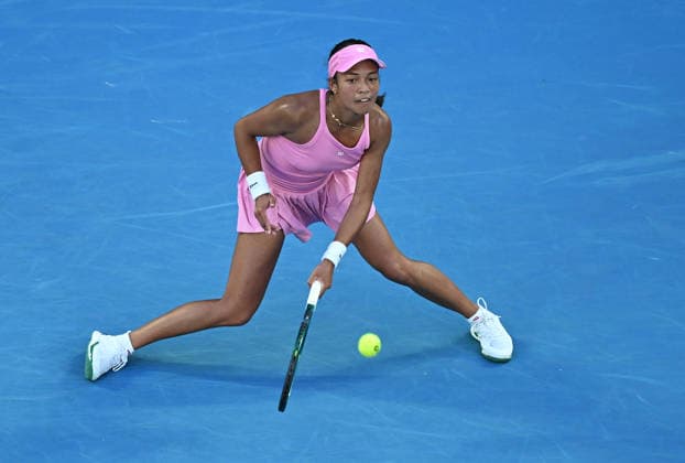 TENNIS AUSTRALIAN OPEN, Tiantsoa Rakotomanga Rajaonah of France in action during the Women™s 1st round match against Aryna Sabalenka of Belarus on day 1 of the 2026 Australian Open tennis tournament at Melbourne Park in Melbourne, Sunday, January 18, 2026. ( NO ARCHIVING MELBOURNE VICTORIA AUSTRALIA  Copyright: xJAMESxROSSx 20260118174282292750