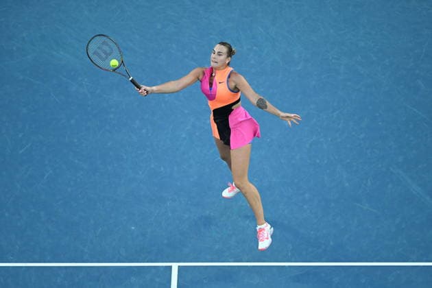 TENNIS AUSTRALIAN OPEN, Aryna Sabalenka of Belarus in action during the Women™s 1st round match against Tiantsoa Rakotomanga Rajaonah of France on day 1 of the 2026 Australian Open tennis tournament at Melbourne Park in Melbourne, Sunday, January 18, 2026. ( NO ARCHIVING MELBOURNE VICTORIA AUSTRALIA  Copyright: xJAMESxROSSx 20260118127076717441