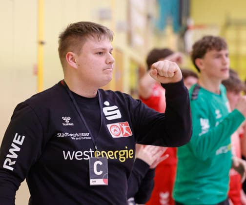 17.01.2026 Handball Meisterrunde B-Junioren TSV Pfungstadt - TuSEM Essen (33:36) Freude bei Trowart-Trainer Ben Joschua Friederich (C TuSEM) Pfungstadt Hessen Deutschland