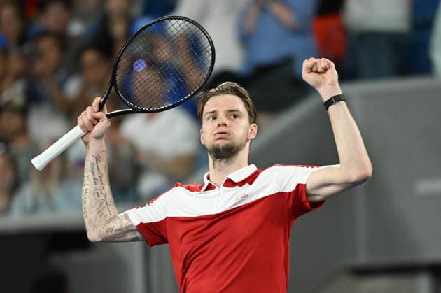 TENNIS AUSTRALIAN OPEN, Alexander Bublik of Kazakhstan celebrates winning the Men™s 1st round match against Jenson Brooksby of USA on day 1 of the 2026 Australian Open tennis tournament at Melbourne Park in Melbourne, Sunday, January 18, 2026. ( NO ARCHIVING MELBOURNE VICTORIA AUSTRALIA  Copyright: xJAMESxROSSx 20260118122246068305
