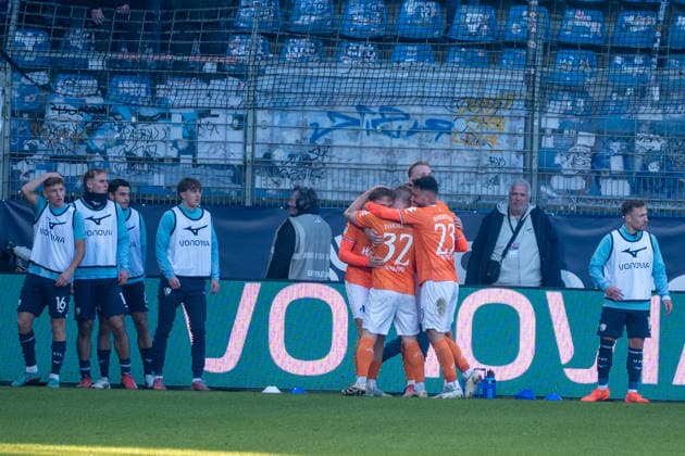 Deutschland: 2.Bundesliga 2025 26 Vfl Bochum vs. SV Darmstadt 98,18. Spieltag - 18.01.2026 - Vonovia Ruhstadion (Bochum) Jubeltor Fabian Halland (SV Darmstadt 98,32) Marco Richter (SV Darmstadt 98,23)