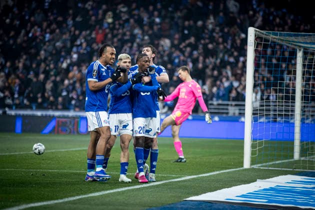 FOOTBALL: Ligue 1 Racing Strasbourg (RCS) vs Metz FC. 18 01 2026 Stade de la Meinau - Strasbourg Joie des joueurs de l equipe de Racing Strasbourg apres le but de Martial Godo 20 (RCS)  Copyright: xElyxandroxCEGARRAx