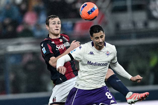 Mp Bologna 18 01 2026 - campionato di calcio Serie A Bologna-Fiorentina foto Matteo Papini Image nella foto: Tommaso Pobega-Rolando Mandragora 