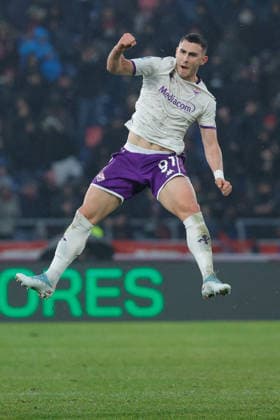 CALCIO - Serie A - Bologna FC vs ACF Fiorentina Roberto Piccoli of ACF Fiorentina celebrates after scoring goal in the 48th minute for 0-2 during the match of 21th day of the Serie A Championship between Bologna FC vs ACF Fiorentina at the Renato dall Ara Stadium on 15 January 2026 in Bologna, BO. Bologna Italy  Copyright: xIPAxSport ABACAx