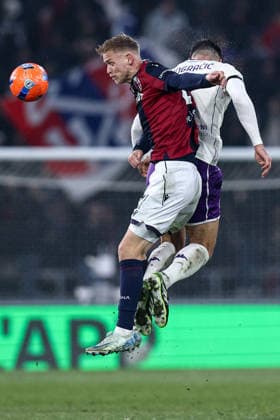 Mf Bologna 18 01 2026 - campionato di calcio serie A Bologna-Fiorentina foto Michele Finessi Image nella foto: Jens Odgaard-Marin Pongracic 