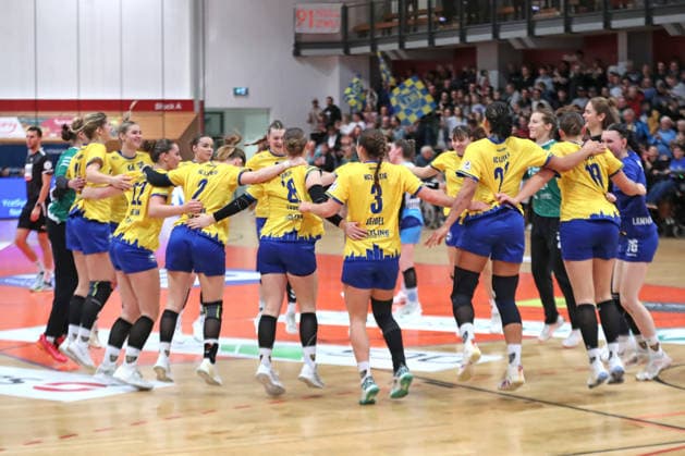 Handball, 2. Alsco HBF: HC Leipzig - TuS Lintfort; 18.01.2026 Freudentanz des HCL-Teams nach dem klaren Sieg. Jubel, Emotionen. 2. Alsco Handball Bundesliga Frauen, HBF, Saison 2025 2026, 14. Spieltag: HC Leipzig vs. TuS Lintfort am 18.01.2026 in der Sporthalle Brüderstraße Leipzig. Copyright: xBEAUTIFULxSPORTS JanxKaeferx