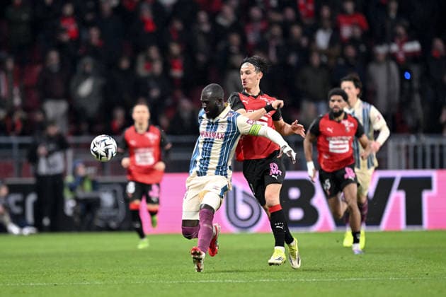 Stade Rennais FC v Le Havre Athletic Club - Ligue 1 McDonald s 2025 2026 93 Arouna SANGANTE (hac) - 09 Esteban LEPAUL (srfc) during the Ligue 1 McDonald s match between Rennes and Le Havre at Roazhon Park on January 18, 2026 in Rennes, France. Rennes France  Copyright: xFEPx 776348255