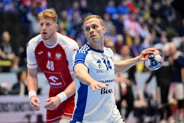 KRISTIANSTAD, SWEDEN 20260118 Iceland s Omar Ingi Magnusson in action during the 2026 EHF European Men s Handball Championship (the EHF Euro 2026) match between Poland and Iceland at Kristianstad Arena, in Kristianstad, Sweden, on January 18, 2026. KRISTIANSTAD SWEDEN x50090x