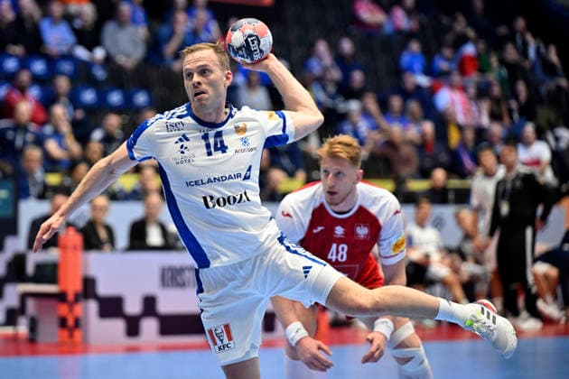 KRISTIANSTAD, SWEDEN 20260118 Iceland s Omar Ingi Magnusson in action during the 2026 EHF European Men s Handball Championship (the EHF Euro 2026) match between Poland and Iceland at Kristianstad Arena, in Kristianstad, Sweden, on January 18, 2026. KRISTIANSTAD SWEDEN x50090x