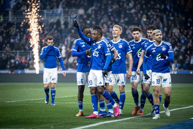 FOOTBALL: Ligue 1 Racing Strasbourg (RCS) vs Metz FC. 18 01 2026 Stade de la Meinau - Strasbourg Joie des joueurs de l equipe de Racing Strasbourg apres le but de Martial Godo 20 (RCS)  Copyright: xElyxandroxCEGARRAx