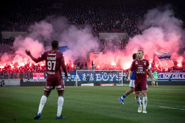 FOOTBALL: Ligue 1 Racing Strasbourg (RCS) vs Metz FC. 18 01 2026 Stade de la Meinau - Strasbourg Ambiance avec des supporters de l equipe de racing Strasbourg  Copyright: xElyxandroxCEGARRAx