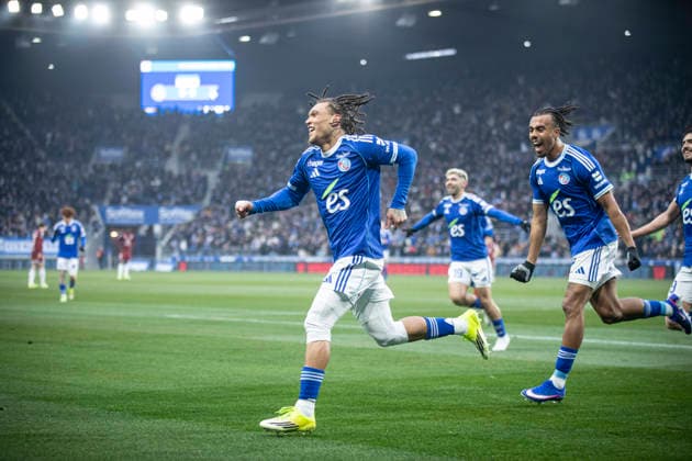 FOOTBALL: Ligue 1 Racing Strasbourg (RCS) vs Metz FC. 18 01 2026 Stade de la Meinau - Strasbourg Joie des joueurs de l equipe de Racing Strasbourg apres le but de Diego Moreira 7 (RCS)  Copyright: xElyxandroxCEGARRAx