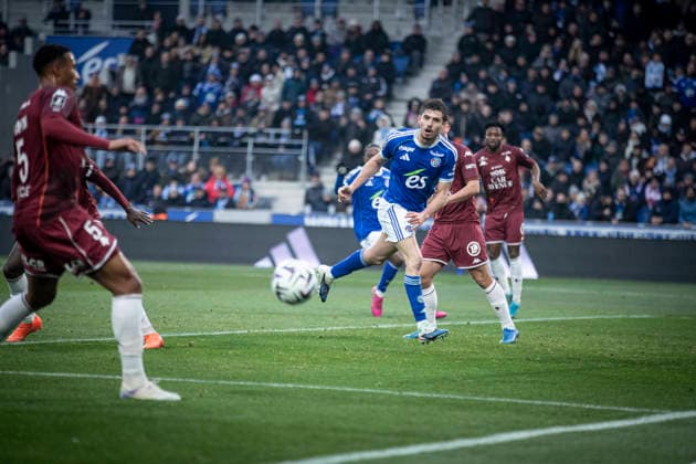 FOOTBALL: Ligue 1 Racing Strasbourg (RCS) vs Metz FC. 18 01 2026 Stade de la Meinau - Strasbourg Joaquin Panichelli 9 (RCS)  Copyright: xElyxandroxCEGARRAx