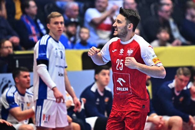 KRISTIANSTAD, SVERIGE 20260118 Poland s Piotr Jarosiewicz celebrates a goal during the 2026 EHF European Men s Handball Championship (the EHF Euro 2026) match between Poland and Iceland at Kristianstad Arena, in Kristianstad, Sweden, on January 18, 2026. KRISTIANSTAD SVERIGE x50090x