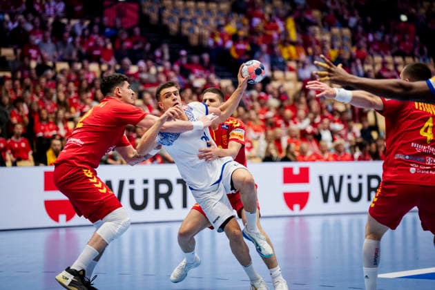 DENMARK EM Men s Handball: North Macedonia - Portugal Portugal s Francisco Costa during the men s handball match between North Macedonia and Portugal in EHF Euro 2026 group B at Jyske Bank Boxen in Herning on Sunday, January 18, 2026... (Photo: Sebastian Elias Uth Ritzau Scanpix) , Denmark Copyright: Ritzau Scanpix SebastianxEliasxUthx spdk20260118-200635-L