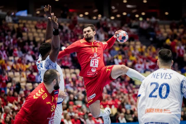 DENMARK EM Men s Handball: North Macedonia - Portugal North Macedonia s Martin Serafimov during the men s handball match between North Macedonia and Portugal in EHF Euro 2026 Group B at Jyske Bank Boxen in Herning on Sunday, January 18, 2026... (Photo: Sebastian Elias Uth Ritzau Scanpix) , Denmark Copyright: Ritzau Scanpix SebastianxEliasxUthx spdk20260118-200952-L