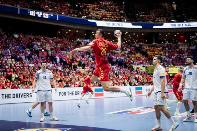 DENMARK EM Men s Handball: North Macedonia - Portugal North Macedonia s Pavle Atanasijevikj during the men s handball match between North Macedonia and Portugal in EHF Euro 2026 group B at Jyske Bank Boxen in Herning on Sunday, January 18, 2026... (Photo: Sebastian Elias Uth Ritzau Scanpix) , Denmark Copyright: Ritzau Scanpix SebastianxEliasxUthx spdk20260118-201007-L