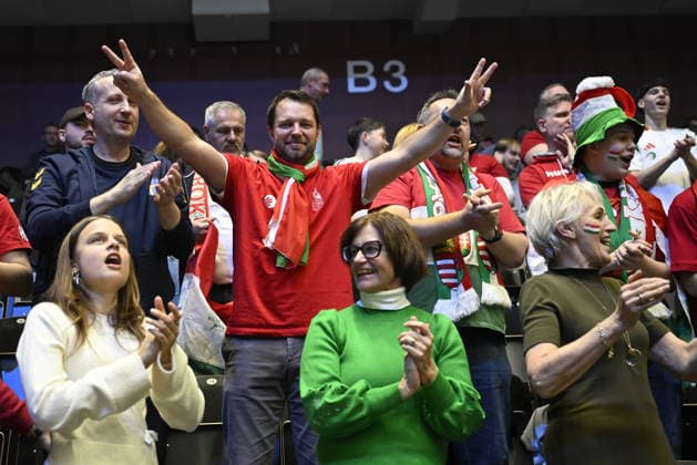 KRISTIANSTAD, SWEDEN 20260118 Hungary s fans during the 2026 EHF European Men s Handball Championship (the EHF Euro 2026) match between Italy and Hungary at Kristianstad Arena, in Kristianstad, Sweden, on January 18, 2026. KRISTIANSTAD SWEDEN x50090x
