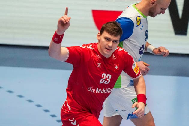 European Handball Championship, Switzerland Slovenia Baerum 20260118 Slovenia s Miha Zarabec during the European Championship handball match between Switzerland and Slovenia in Unity arena Photo Cornelius Poppe NTB Baerum Norway EDITORIAL USE ONLY RESTRICTED USE FOR BETTING COMPANIES  Copyright: xCorneliusxPoppex xNTBx