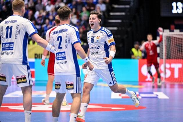 Orri Freyr Porkelsson of Iceland during Men s EHF Euro 2026 - Poland vs Iceland, Handball match in Kristianstad, Sweden, January 18 2026  Copyright: xLuigixCanu IPAxSportx xipa-agency.netx xx IPA_70263657 IPA_Agency_IPA70263657